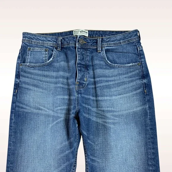 The Stronghold Selvedge Jeans Mens 36x31 Blue Relaxed Tapered Button Fly Stretch - Picture 9 of 16